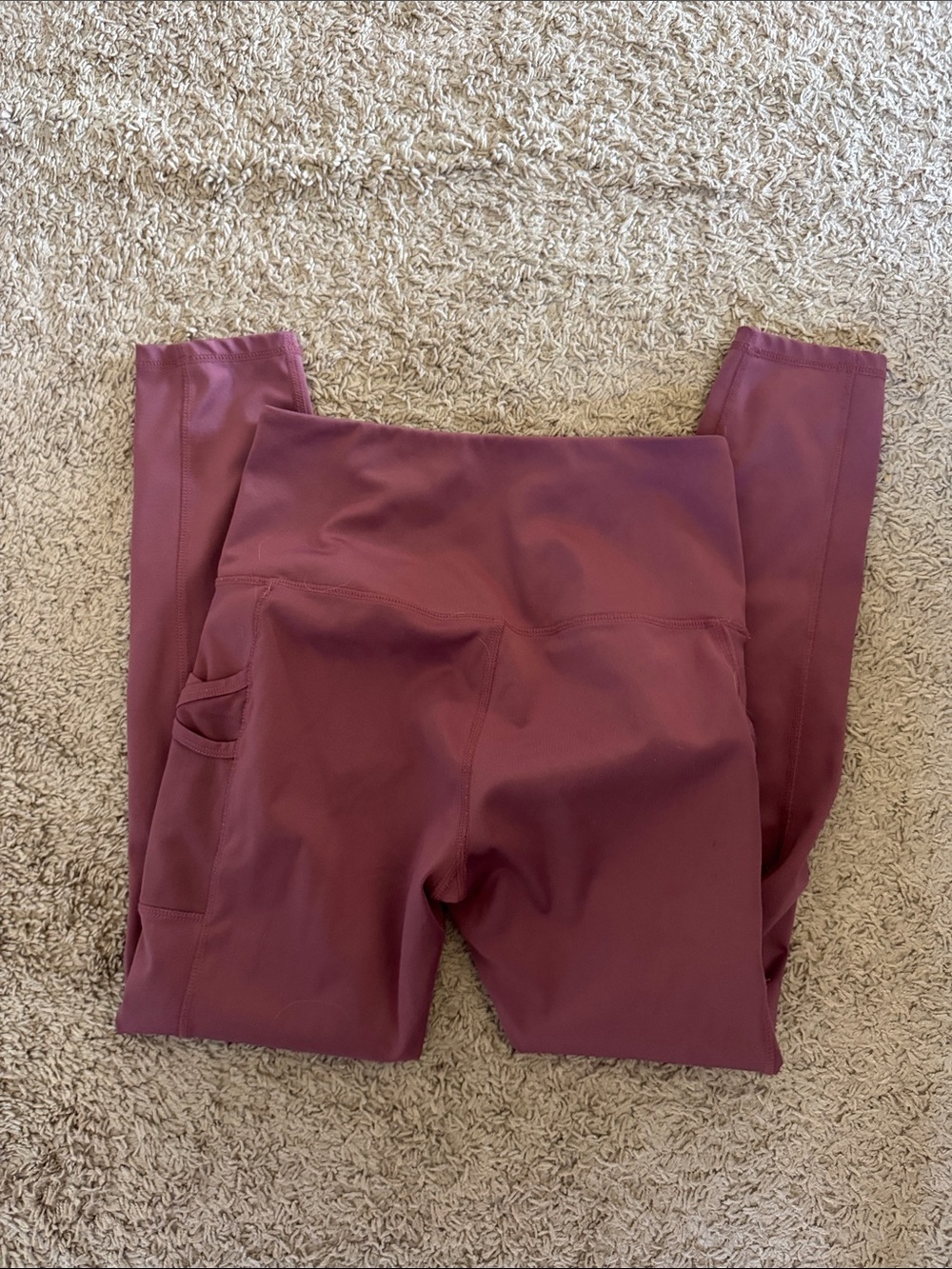 High-Waist Wine Leggings with Side Pockets / C29 - Picture 5 of 5